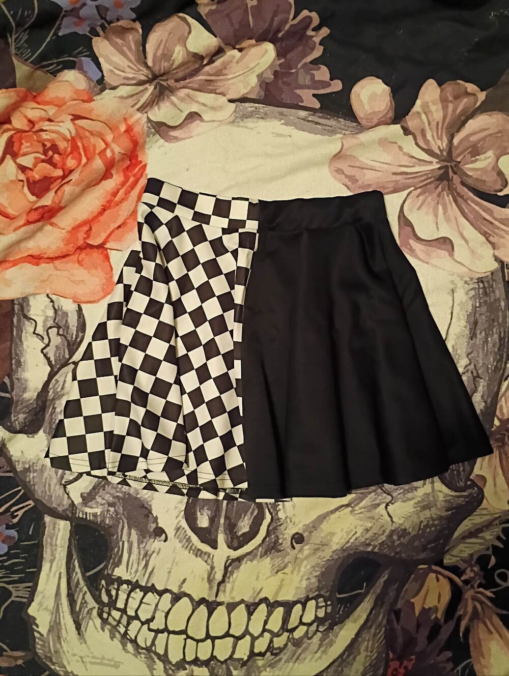 Black & White Checker Skater Skirt